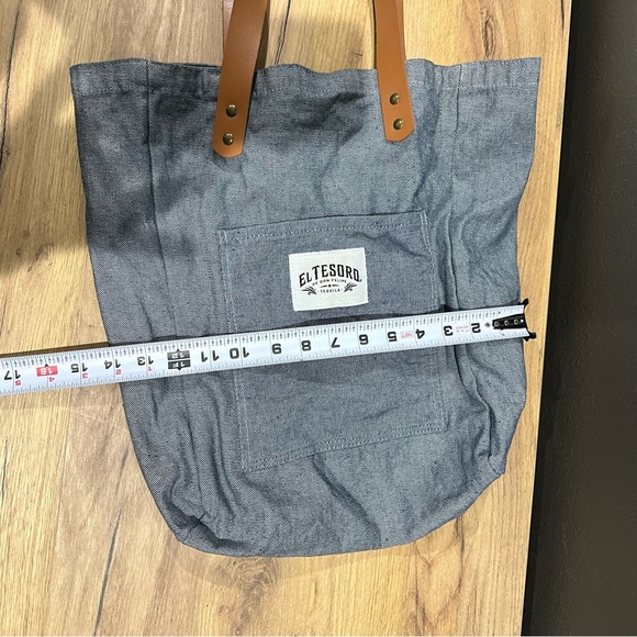 El Tosoro tequila tote bag denim leather gold pockets - Picture 9 of 11
